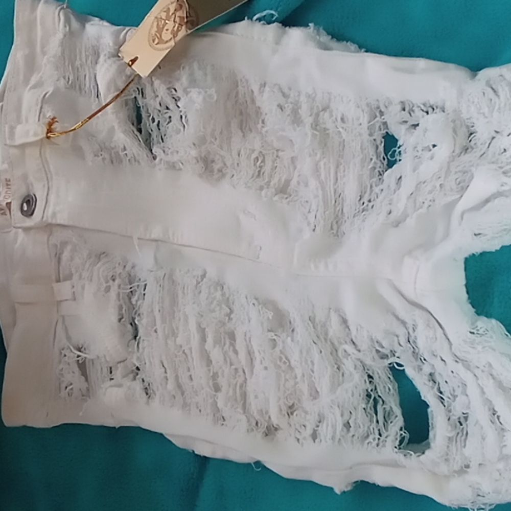 Aphrodite By Aphrodite Cut Up Jean Shorts.